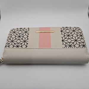 👜 Geometric Zip-Around Wallet | Neutral Beige Blush | RFID Style Organizer